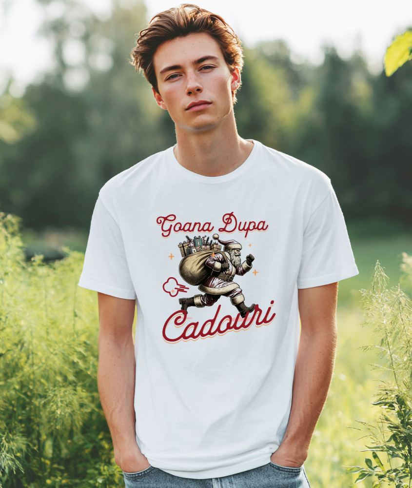 Tricou Femei, Barbati, Copii, Fata, Baiat, Unisex Personalizat Goana după Cadouri! Moș Crăciun Alergând cu Sac de Cadouri – Cadouri Personalizate pentru Familie [2]