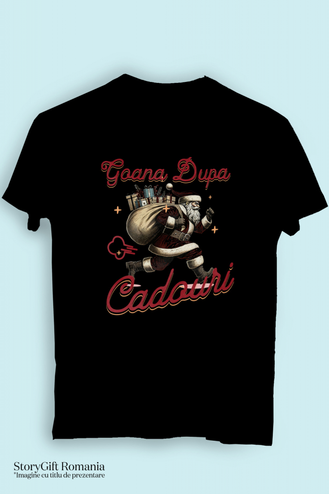 Tricou Femei, Barbati, Copii, Fata, Baiat, Unisex Personalizat Goana după Cadouri! Moș Crăciun Alergând cu Sac de Cadouri – Cadouri Personalizate pentru Familie [3]