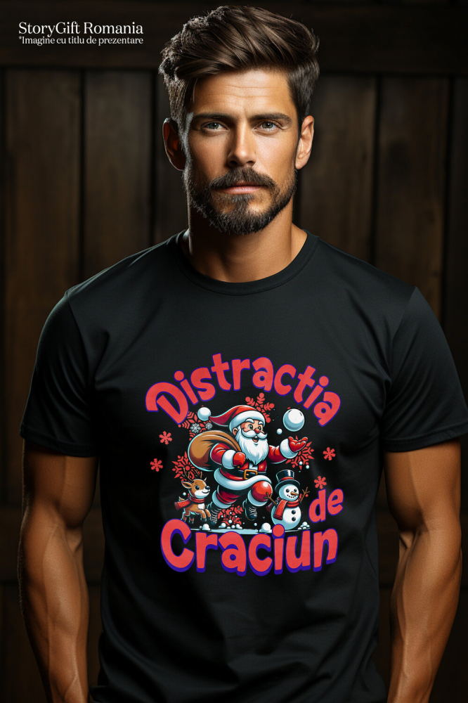 Tricou Femei, Barbati, Copii, Fata, Baiat, Unisex Personalizat Moș Crăciun Bătaie cu Bulgari – Distracția de Crăciun cu Reni și Om de Zăpadă [2]