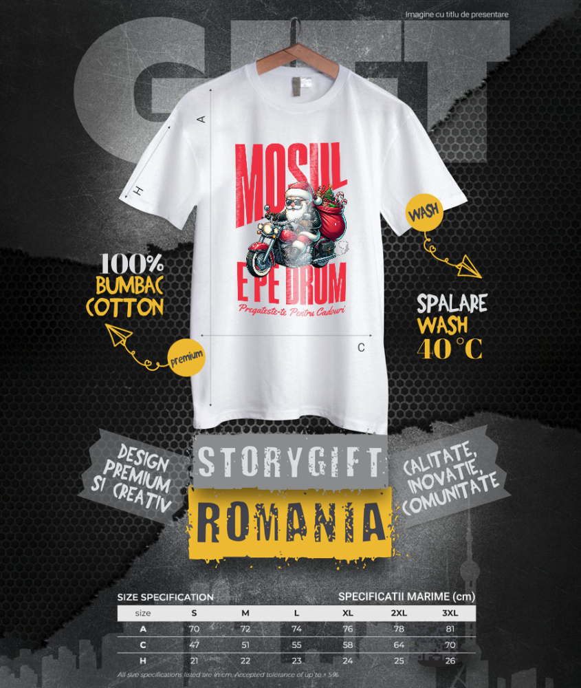 Tricou Femei, Barbati, Copii, Fata, Baiat, Unisex Personalizat Moș Crăciun Cool Pe Motocicletă - Pregătește-te Pentru Cadouri De Crăciun [4]