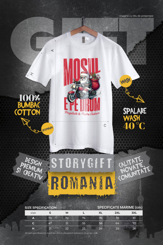 Tricou Femei, Barbati, Copii, Fata, Baiat, Unisex Personalizat Moș Crăciun Cool Pe Motocicletă - Pregătește-te Pentru Cadouri De Crăciun [4]