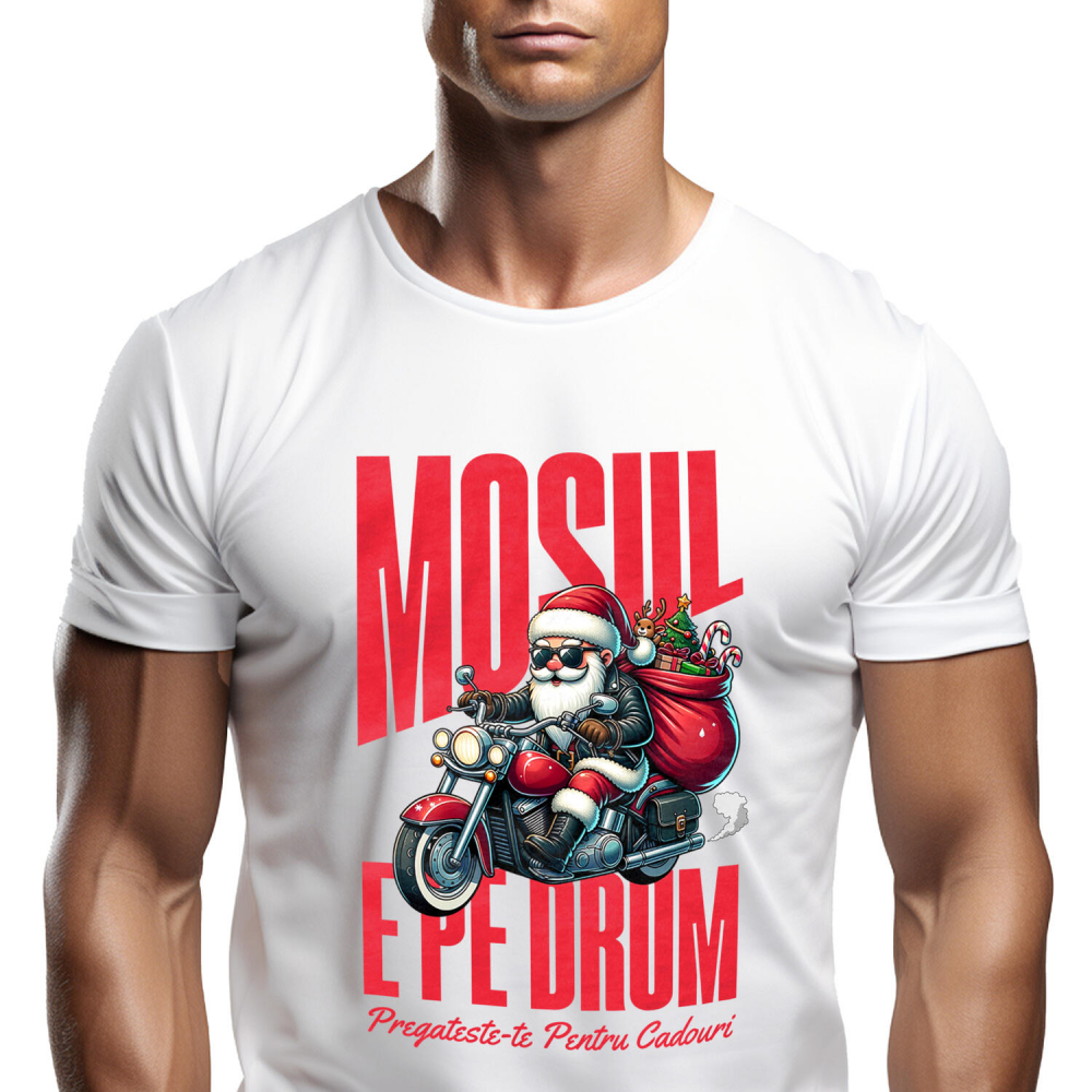 Tricou Femei, Barbati, Copii, Fata, Baiat, Unisex Personalizat Moș Crăciun Cool Pe Motocicletă - Pregătește-te Pentru Cadouri De Crăciun [1]