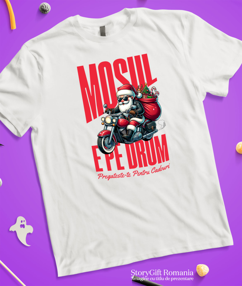Tricou Femei, Barbati, Copii, Fata, Baiat, Unisex Personalizat Moș Crăciun Cool Pe Motocicletă - Pregătește-te Pentru Cadouri De Crăciun [3]