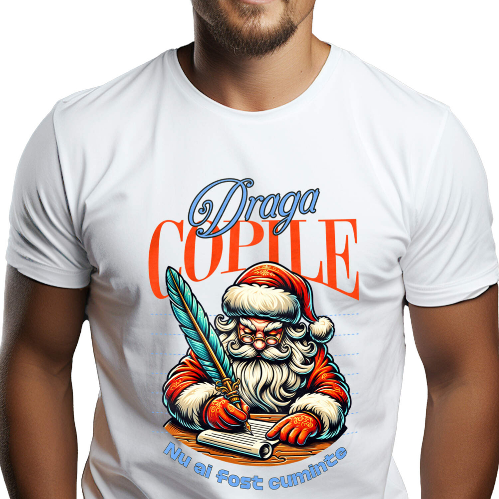 Tricou Femei, Barbati, Copii, Fata, Baiat, Unisex Personalizat Tricou Personalizat Crăciun – Moș Crăciun cu Listă și Mesaj Amuzant [1]