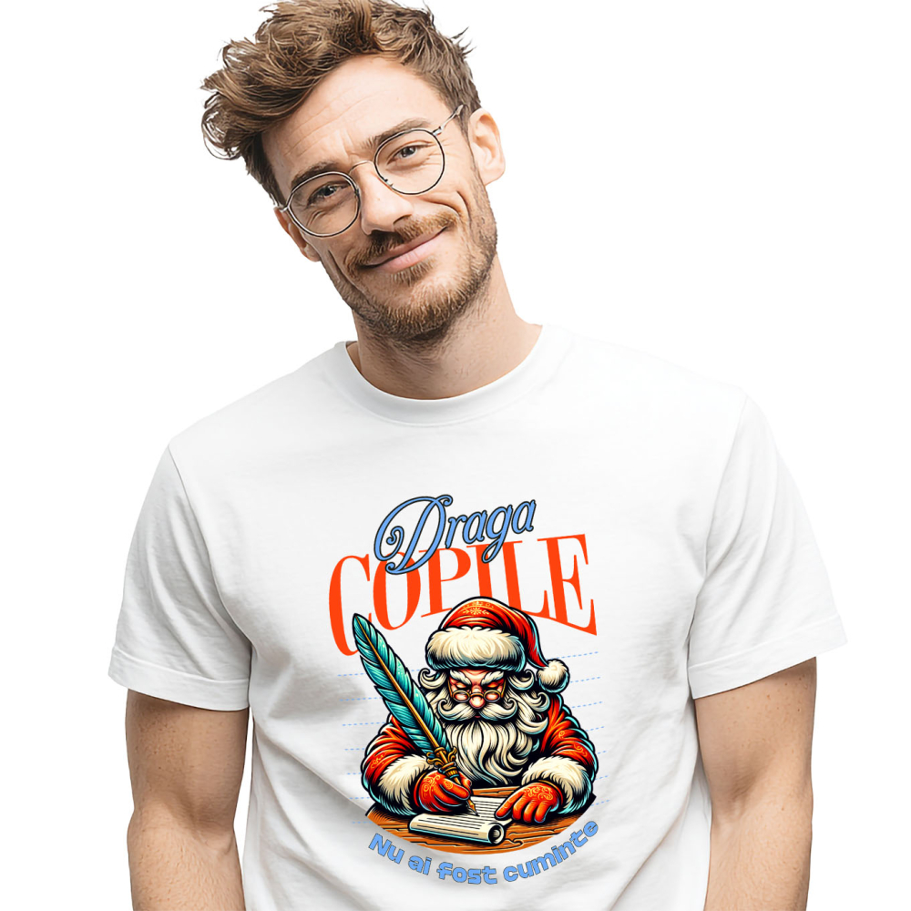 Tricou Femei, Barbati, Copii, Fata, Baiat, Unisex Personalizat Tricou Personalizat Crăciun – Moș Crăciun cu Listă și Mesaj Amuzant [1]