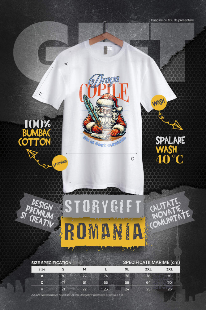 Tricou Femei, Barbati, Copii, Fata, Baiat, Unisex Personalizat Tricou Personalizat Crăciun – Moș Crăciun cu Listă și Mesaj Amuzant [4]