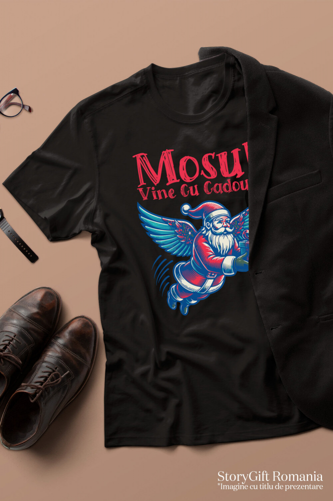 Tricou Femei, Barbati, Copii, Fata, Baiat, Unisex Personalizat Moș Crăciun Cu Aripi De Înger - Cadouri Colorate De Crăciun [3]
