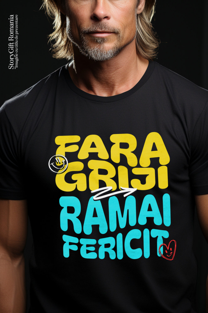 Tricou Femei, Barbati, Copii, Fata, Baiat, Unisex Personalizat Text Motivational Relaxare Fără Griji - Rămâi Fericit [2]