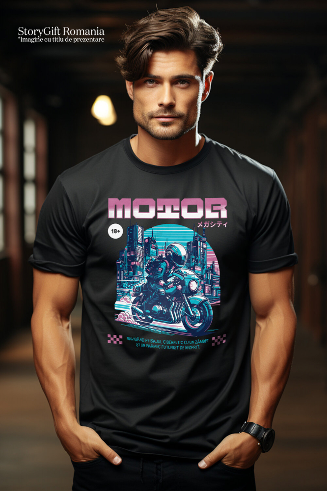 Tricou Femei, Barbati, Copii, Fata, Baiat, Unisex Personalizat Motociclist Viteză Noaptea în Orașul Tokyo – Design Urban și Vibrant [2]