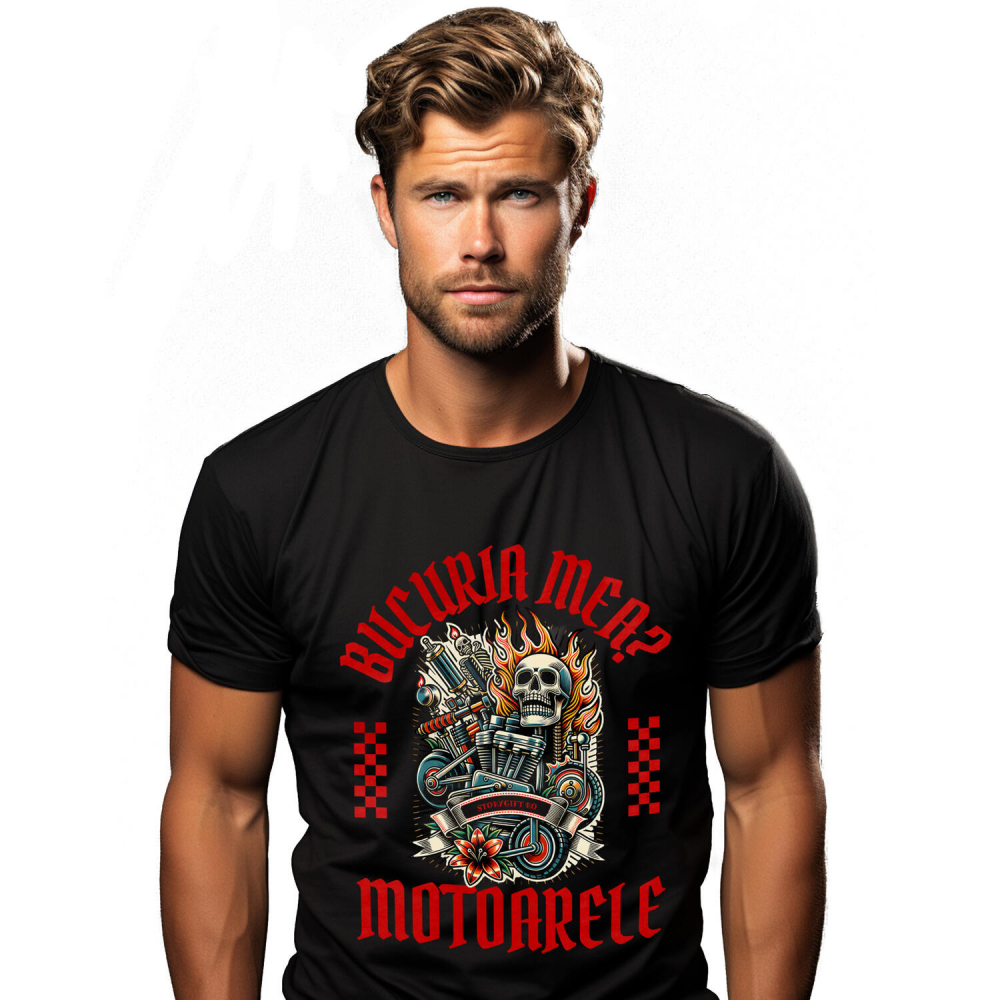 Tricou Femei, Barbati, Copii, Fata, Baiat, Unisex Personalizat Motor Puternic cu Craniu și Flăcări – Artă Mecanică și Viteză [1]