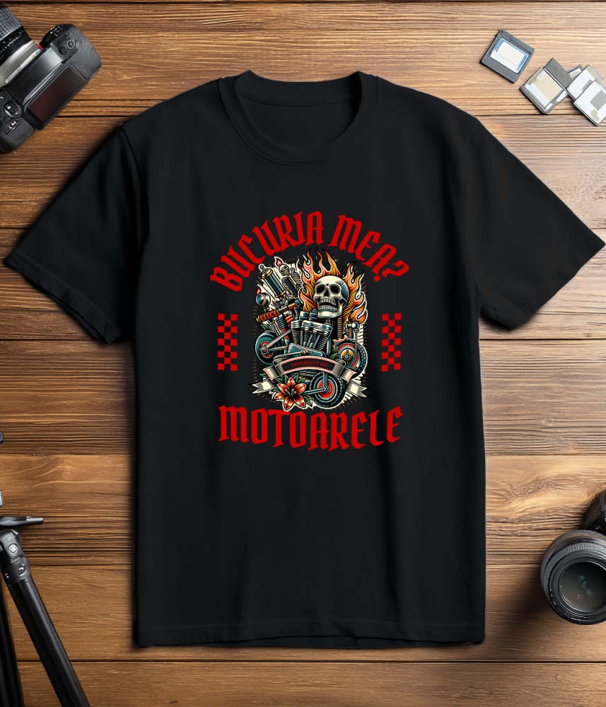 Tricou Femei, Barbati, Copii, Fata, Baiat, Unisex Personalizat Motor Puternic cu Craniu și Flăcări – Artă Mecanică și Viteză [3]