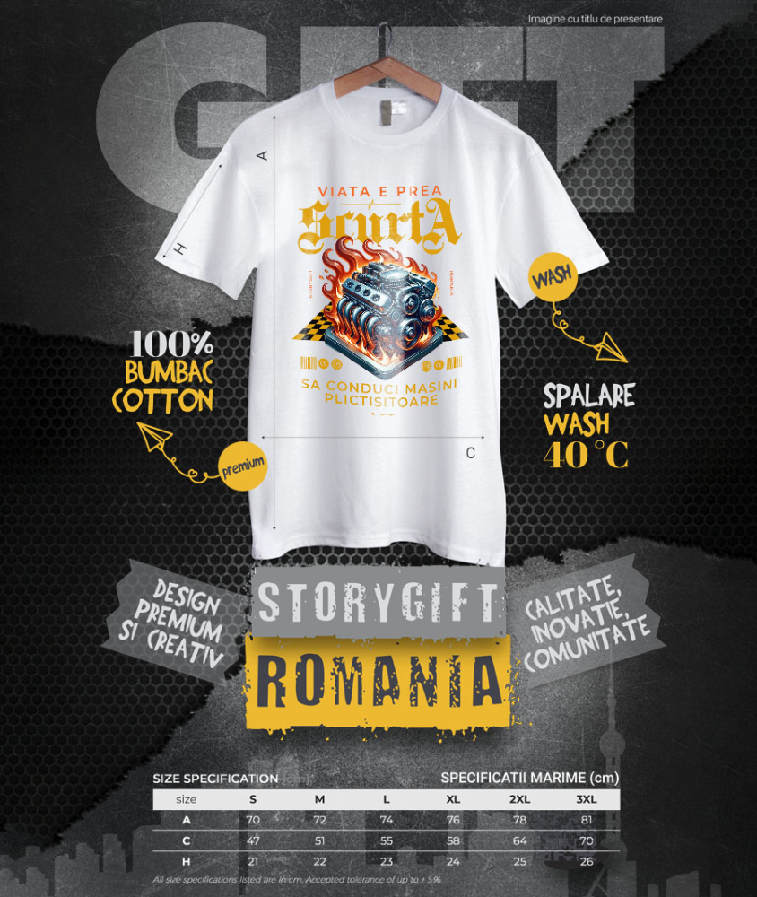 Tricou Femei, Barbati, Copii, Fata, Baiat, Unisex Personalizat Motor Incendiar – Viteză Extremă și Adrenalină în Curse Ilegale [4]