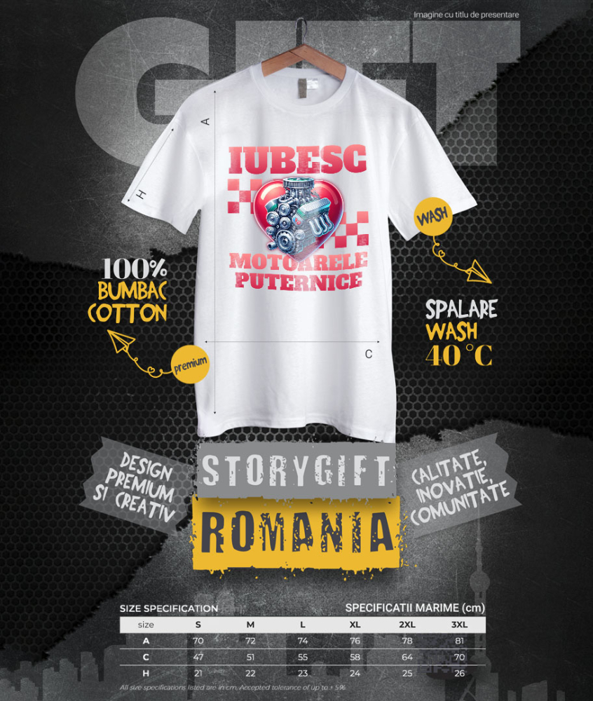 Tricou Femei, Barbati, Copii, Fata, Baiat, Unisex Personalizat Motor Puternic și Mașină de Viteză – Adrenalină și Performanță [4]