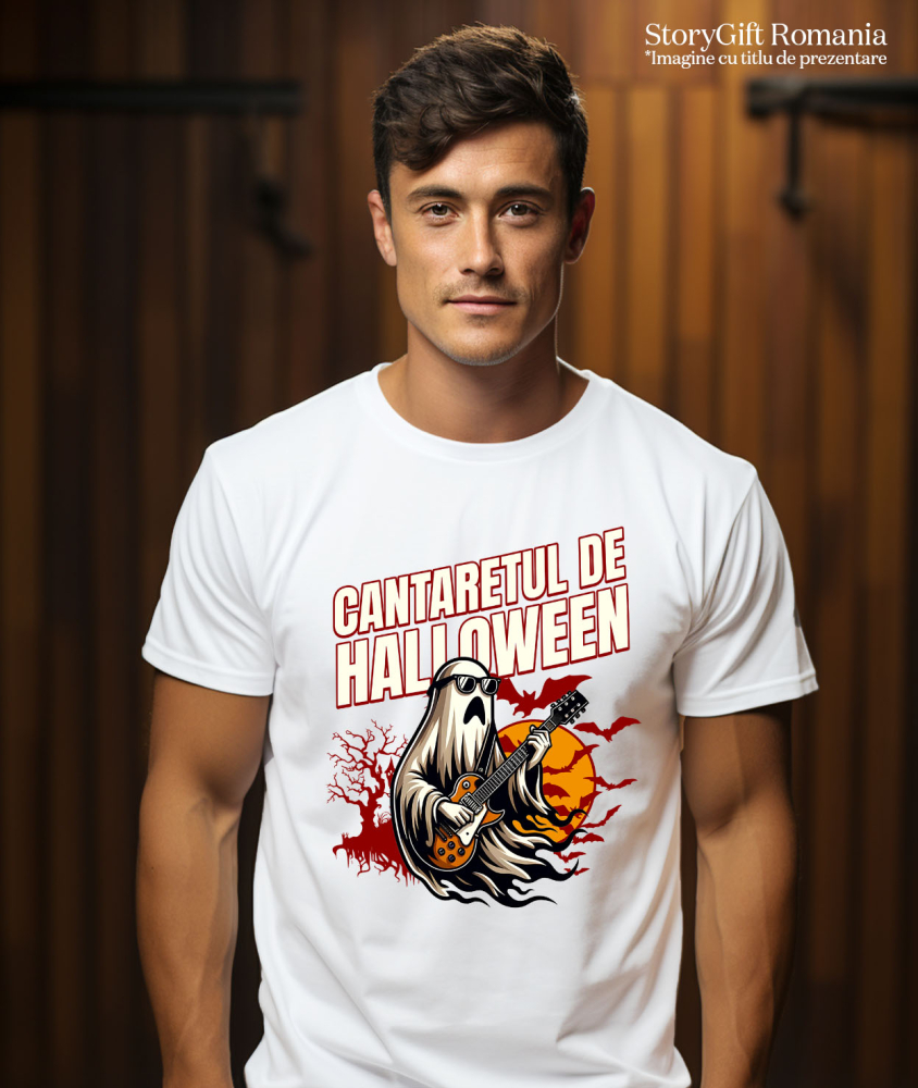 Tricou Femei, Barbati, Copii, Fata, Baiat, Unisex Personalizat Mumie cu Chitară și Ochelari de Soare | Cântărețul De Halloween | Cadou Personalizat pentru Copii și Familie [2]