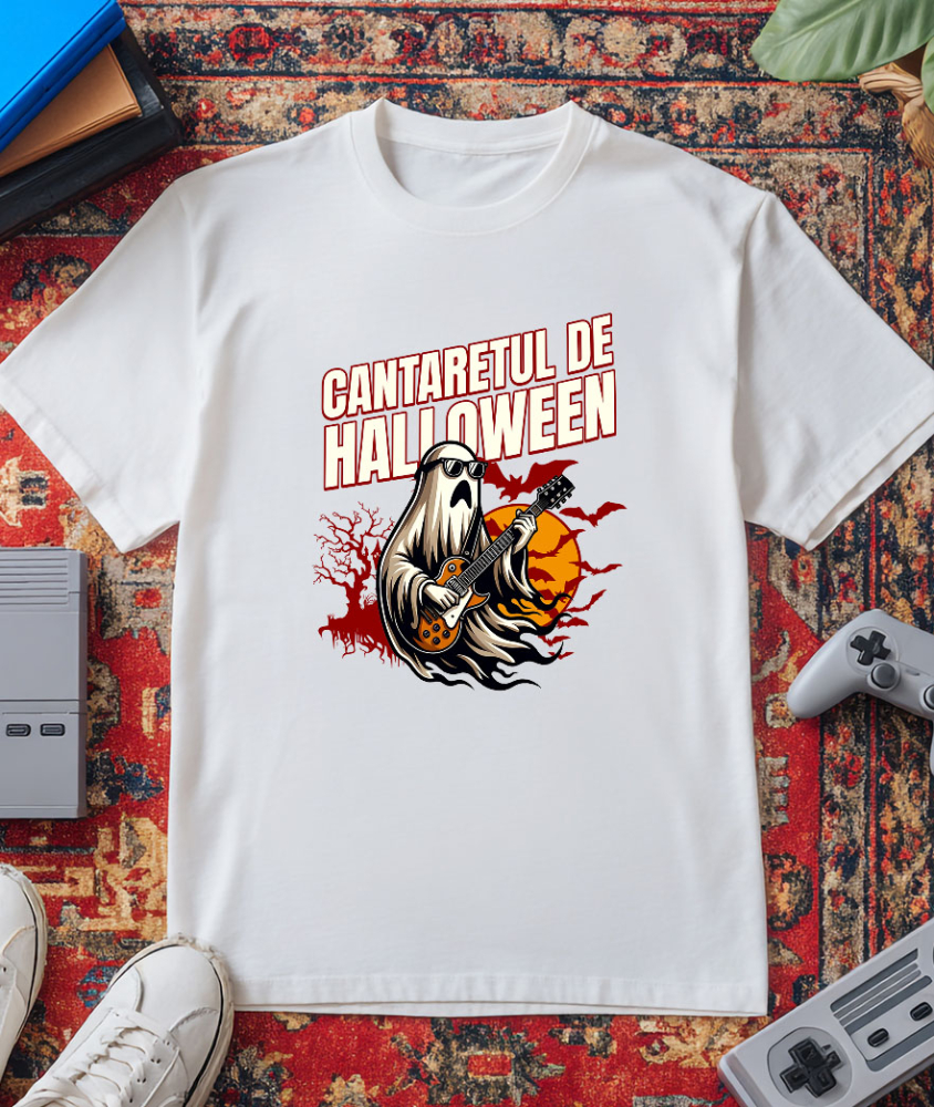 Tricou Femei, Barbati, Copii, Fata, Baiat, Unisex Personalizat Mumie cu Chitară și Ochelari de Soare | Cântărețul De Halloween | Cadou Personalizat pentru Copii și Familie [3]