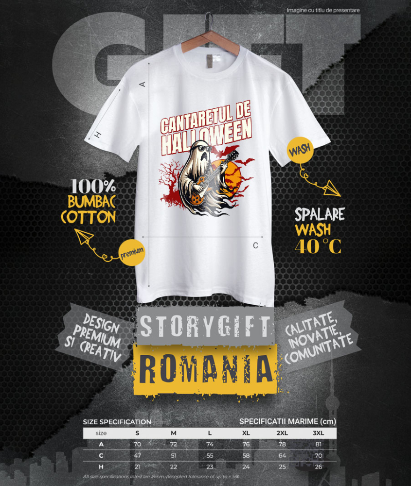 Tricou Femei, Barbati, Copii, Fata, Baiat, Unisex Personalizat Mumie cu Chitară și Ochelari de Soare | Cântărețul De Halloween | Cadou Personalizat pentru Copii și Familie [4]