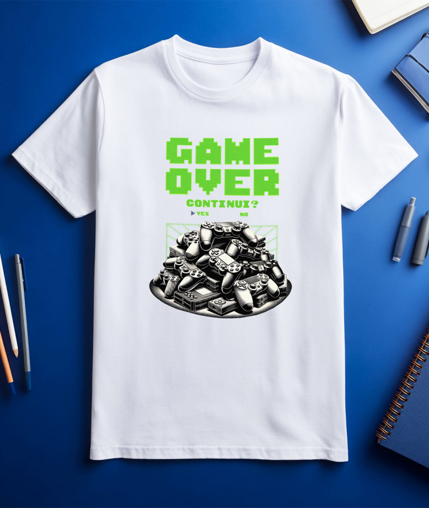 Tricou Femei, Barbati, Copii, Fata, Baiat, Unisex Personalizat Game Over, Continui în Lumea Digitală - Cadou Personalizat Gamer [3]
