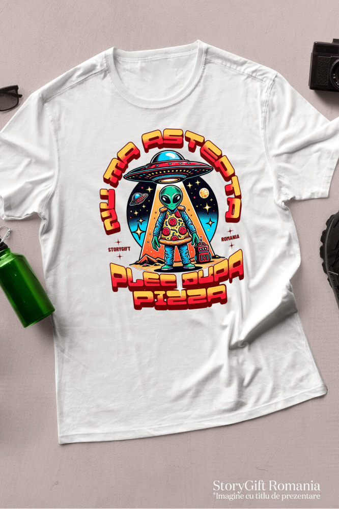 Tricou Femei, Barbati, Copii, Fata, Baiat, Unisex Personalizat Nava spațială cu pizza personalizată și mesaj haios – Cadou original pentru iubitorii de pizza [3]