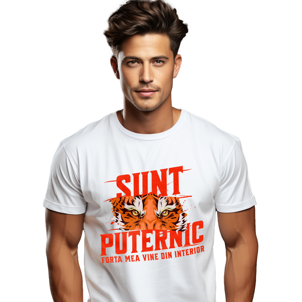 Tricou Femei, Barbati, Copii, Fata, Baiat, Unisex Personalizat „Portret Tigru Furios cu Mesaj Motivațional – Cadou Personalizat Putere și Forță Interioară” [1]
