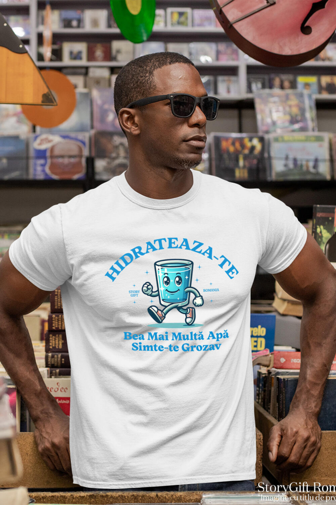 Tricou Femei, Barbati, Copii, Fata, Baiat, Unisex Personalizat „Pahar Vesel „Hidratează-te, Bea Mai Multă Apă” – Cadou Personalizat pentru Familie și Prieteni” [2]