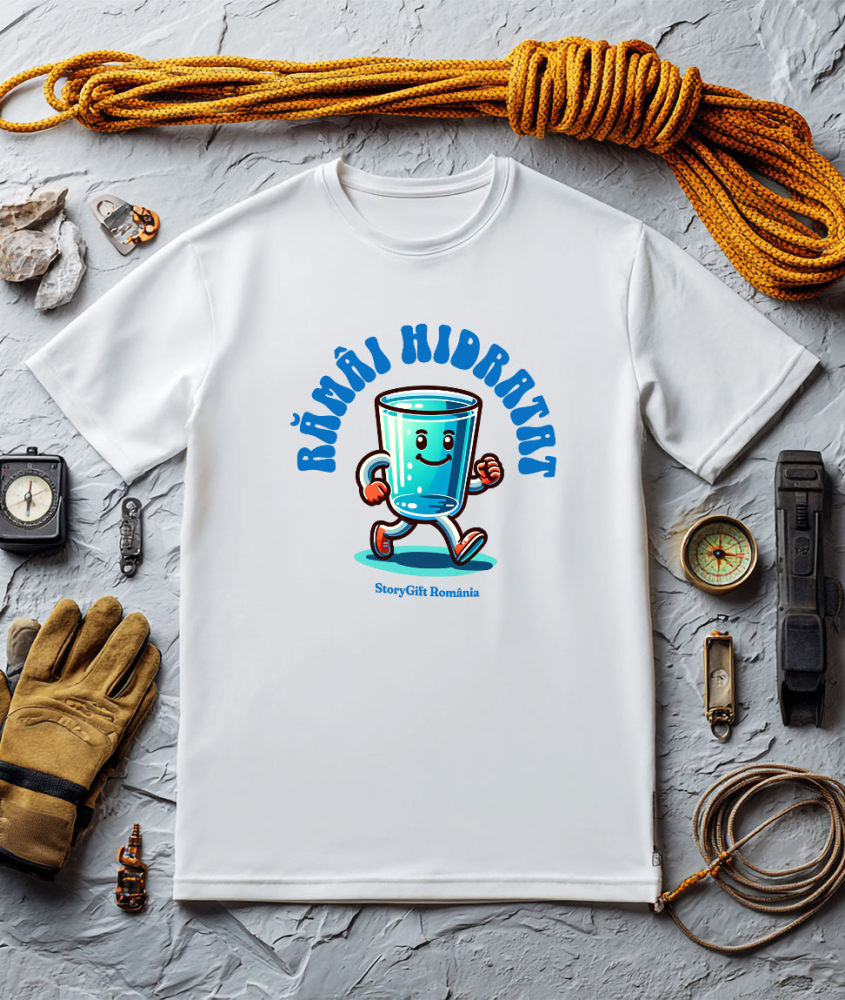 Tricou Femei, Barbati, Copii, Fata, Baiat, Unisex Personalizat „Pahar de Apă Vesel – Rămâi Mereu Hidratat cu Acest Cadou Personalizat!” [3]