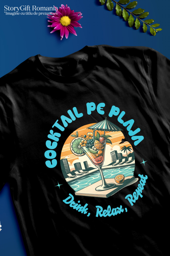 Tricou Femei, Barbati, Copii, Fata, Baiat, Unisex Personalizat "Produse personalizate pentru vacanță – Pahar de cocktail elegant cu fructe și umbrelă la piscină" [3]