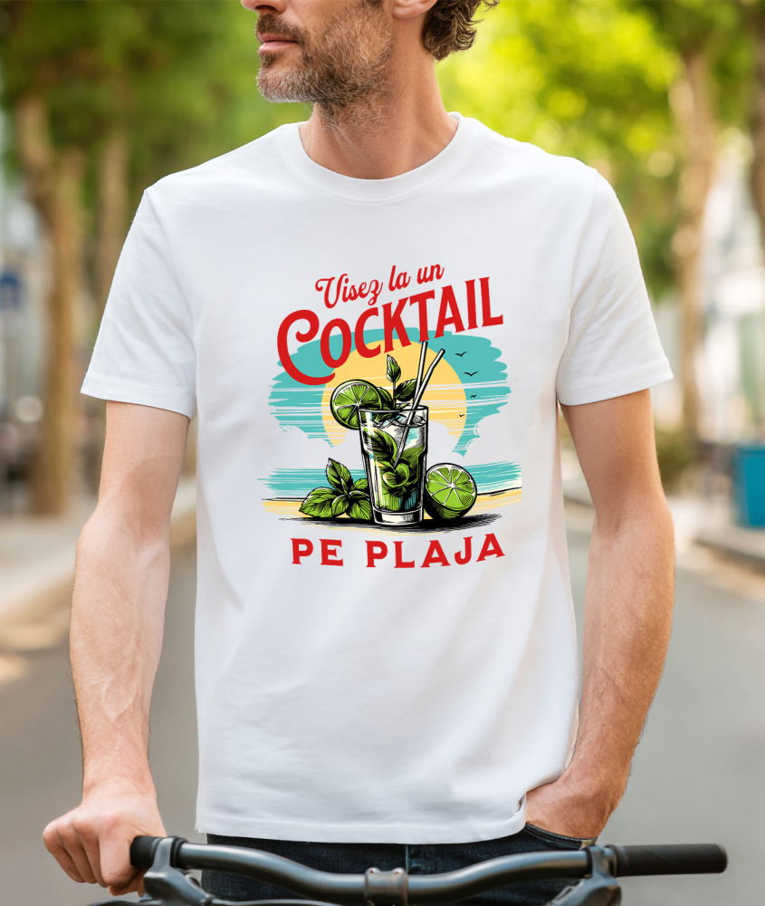 Tricou Femei, Barbati, Copii, Fata, Baiat, Unisex Personalizat „Pahar Cocktail Personalizat cu Apus de Soare și Menta – Cadou pentru Vacanță și Petreceri” [2]