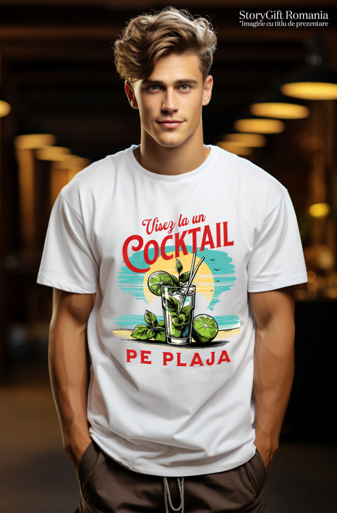 Tricou Femei, Barbati, Copii, Fata, Baiat, Unisex Personalizat „Pahar Cocktail Personalizat cu Apus de Soare și Menta – Cadou pentru Vacanță și Petreceri” [2]