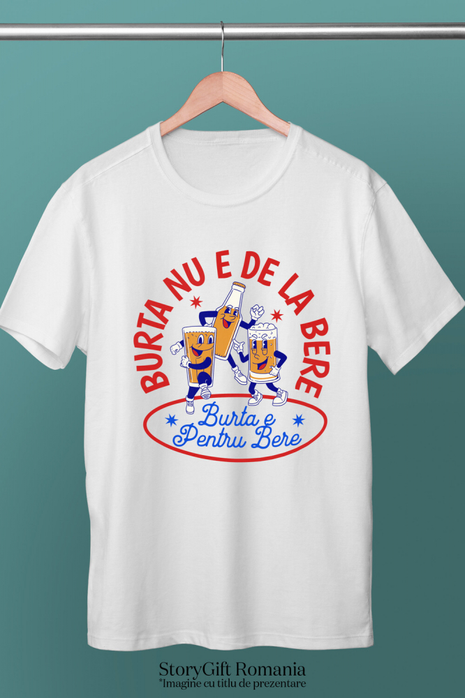 Tricou Femei, Barbati, Copii, Fata, Baiat, Unisex Personalizat „Halba și Sticla de Bere Personalizată cu Mesaj Amuzant „Burta Nu E De La Bere, Burta E Pentru Bere” - Cadou Perfect pentru Petrecere și Distracție” [3]