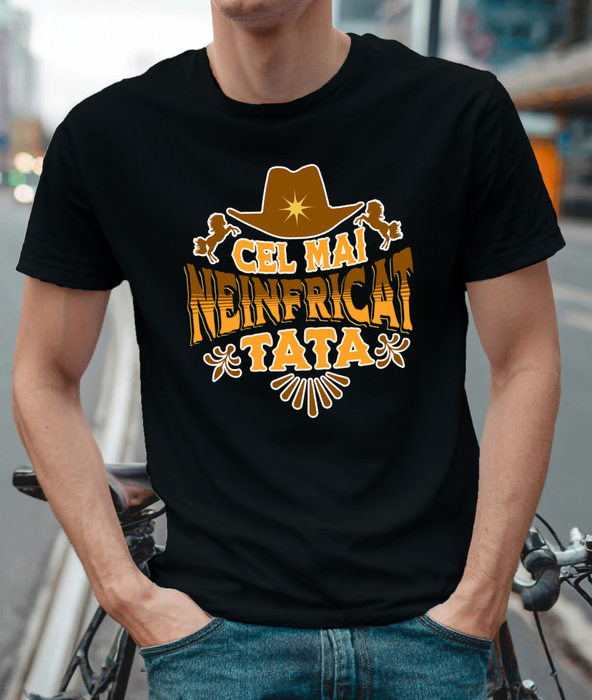 Tricou Femei, Barbati, Copii, Fata, Baiat, Unisex Personalizat Cadouri Personalizate Tata și Copii | Pălărie Cowboy, Cel Mai Neinfricat Tata, Dragoste [2]