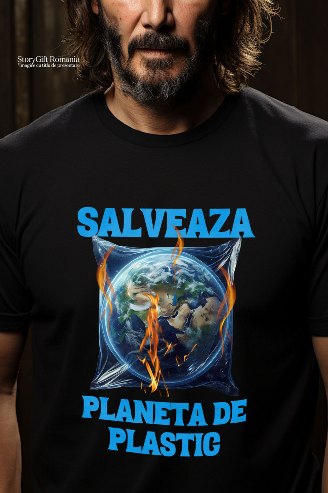 Tricou Femei, Barbati, Copii, Fata, Baiat, Unisex Personalizat "Produse ecologice personalizate – Pământ Terra în pungă de plastic, protejează mediul" [2]