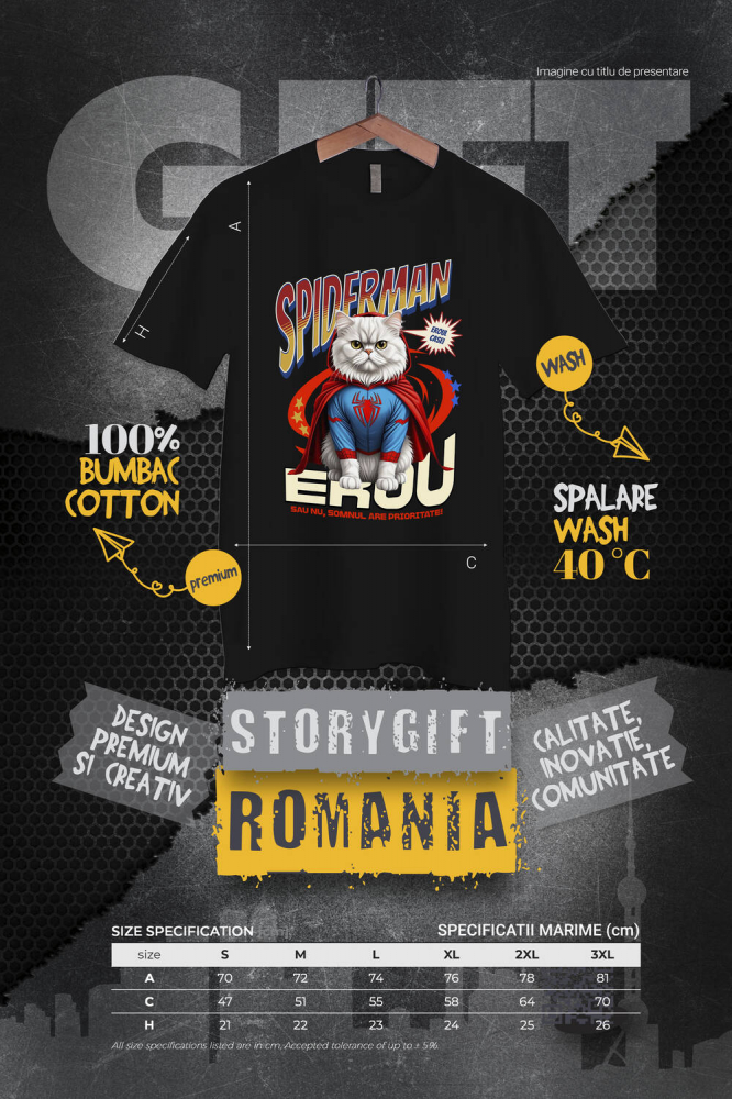 Tricou Femei, Barbati, Copii, Fata, Baiat, Unisex Personalizat Pisică Persan în Costum Spider-Man - Cadou Personalizat pentru Iubitorii de Pisici și Copii [4]