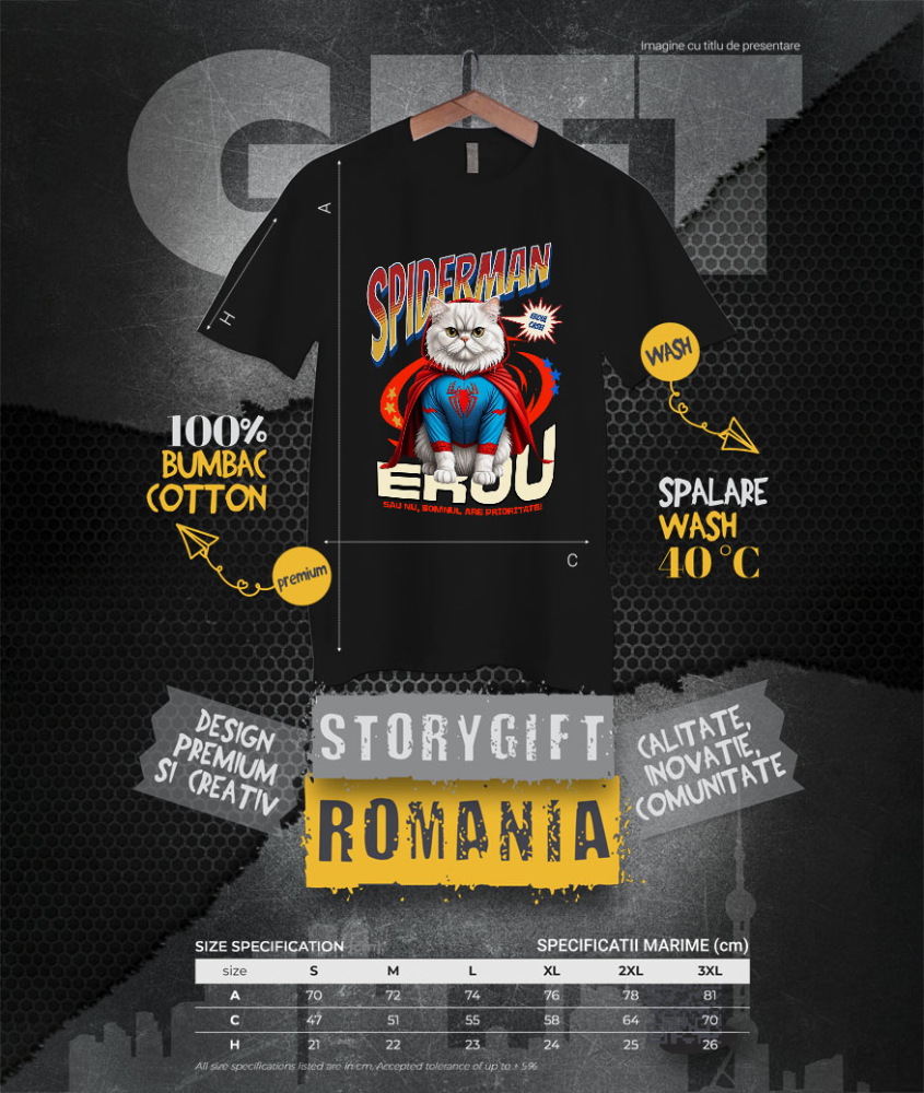 Tricou Femei, Barbati, Copii, Fata, Baiat, Unisex Personalizat Pisică Persan în Costum Spider-Man - Cadou Personalizat pentru Iubitorii de Pisici și Copii [4]