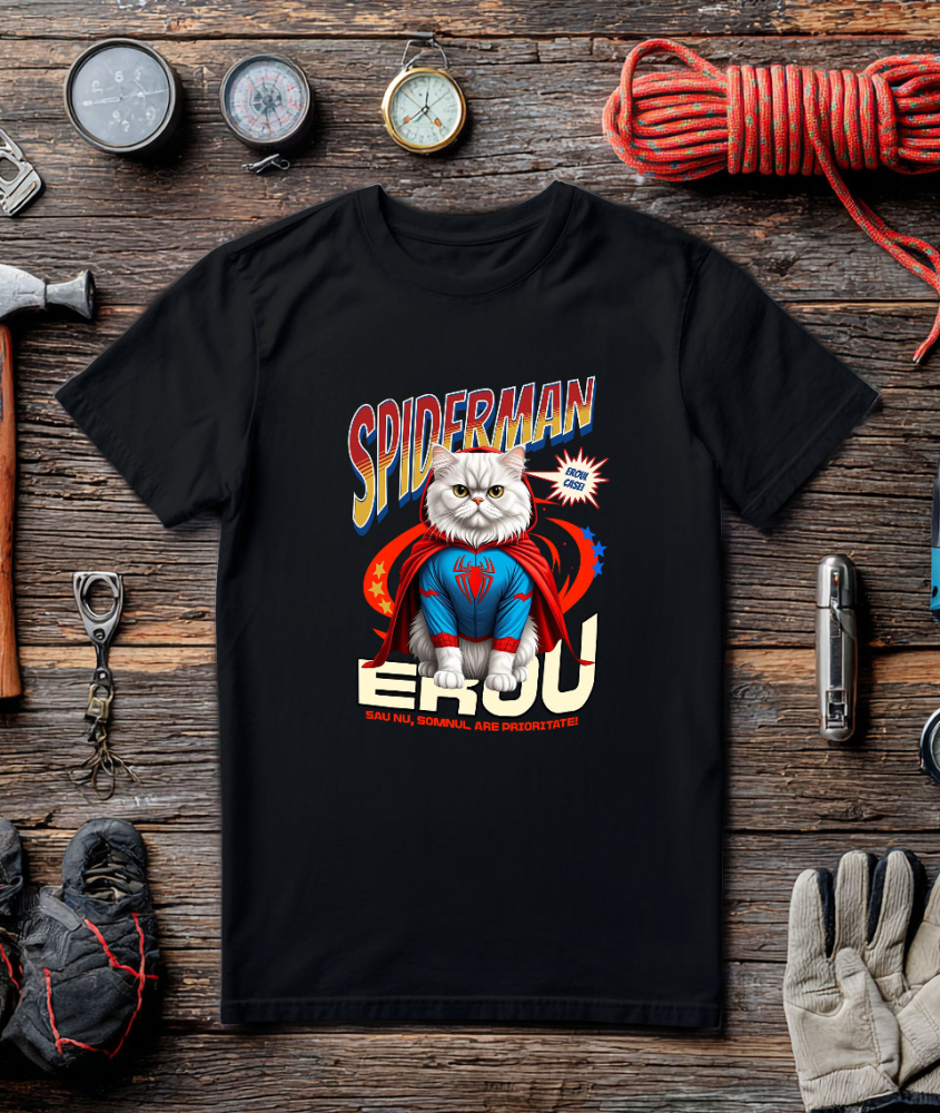 Tricou Femei, Barbati, Copii, Fata, Baiat, Unisex Personalizat Pisică Persan în Costum Spider-Man - Cadou Personalizat pentru Iubitorii de Pisici și Copii [3]