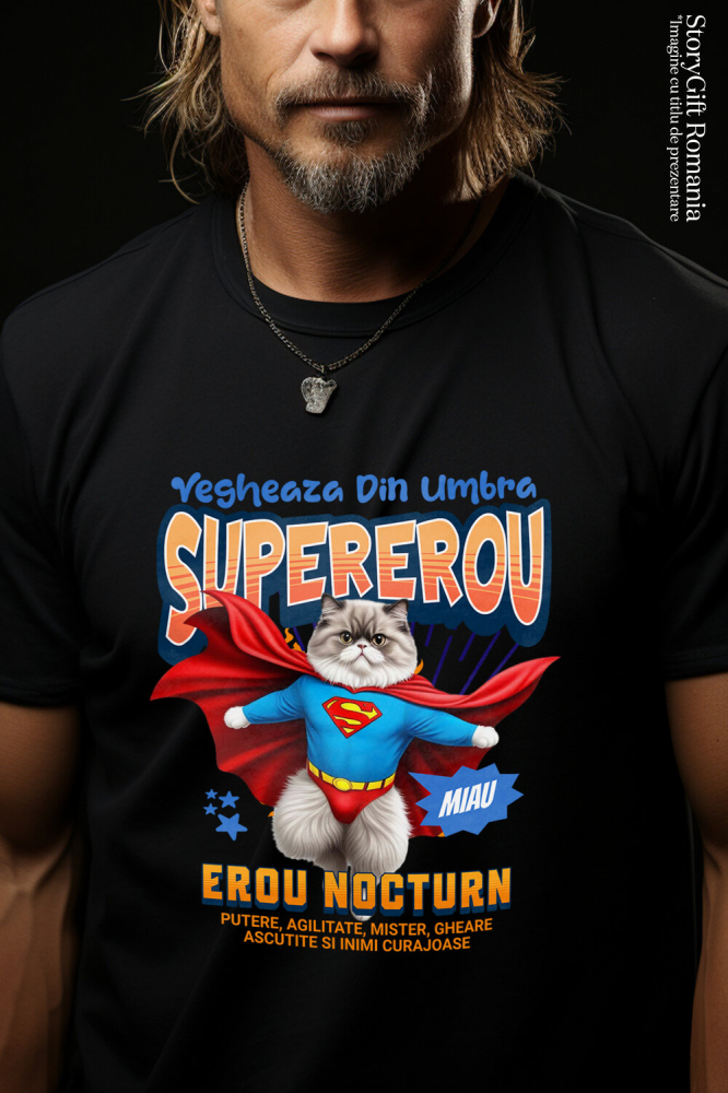 Tricou Femei, Barbati, Copii, Fata, Baiat, Unisex Personalizat Pisică Persană Supererou – Design Personalizat pentru Iubitorii de Animale și Familie [2]