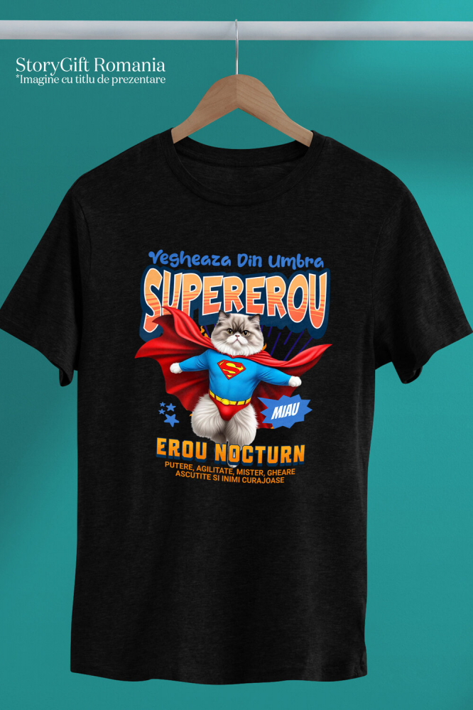 Tricou Femei, Barbati, Copii, Fata, Baiat, Unisex Personalizat Pisică Persană Supererou – Design Personalizat pentru Iubitorii de Animale și Familie [3]