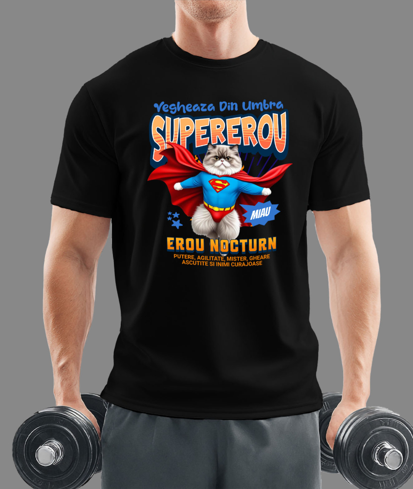 Tricou Femei, Barbati, Copii, Fata, Baiat, Unisex Personalizat Pisică Persană Supererou – Design Personalizat pentru Iubitorii de Animale și Familie [2]