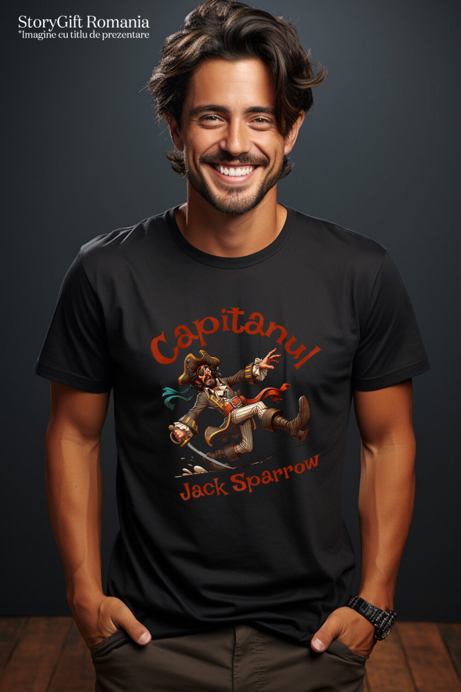 Tricou Femei, Barbati, Copii, Fata, Baiat, Unisex Personalizat Pirat Haios cu Sabie și Pălărie - Jucărie Tematică pentru Copii, Capitanul Jack Sparrow [2]