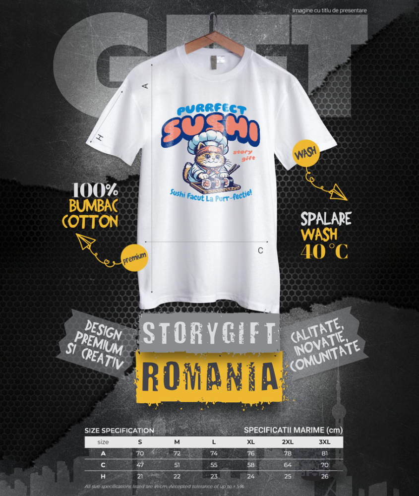 Tricou Femei, Barbati, Copii, Fata, Baiat, Unisex Personalizat Pisica Chef Ninja – Bucătar Asiatic, Sushi și Gastronomie Japoneză [4]