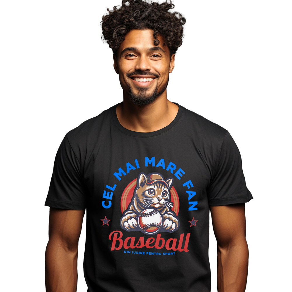 Tricou Femei, Barbati, Copii, Fata, Baiat, Unisex Personalizat Pisică Jucătoare de Baseball – Cadou Amuzant pentru Iubitorii de Sport [1]