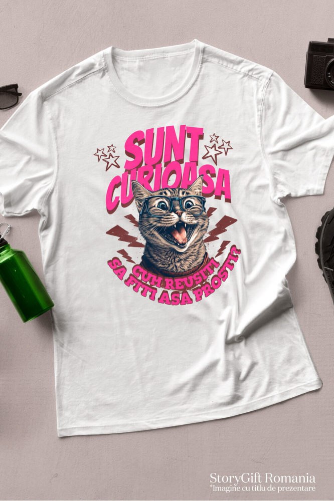 Tricou Femei, Barbati, Copii, Fata, Baiat, Unisex Personalizat „Cadouri personalizate haioase cu pisică zâmbitoare și mesaje sarcastice pentru familie și prieteni” [3]