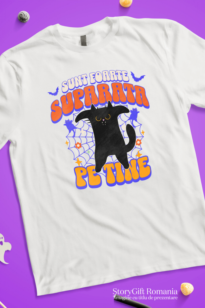 Tricou Femei, Barbati, Copii, Fata, Baiat, Unisex Personalizat Costum Pisică Horror Halloween | Pisica Furioasă pentru Petrecerea de Halloween [3]