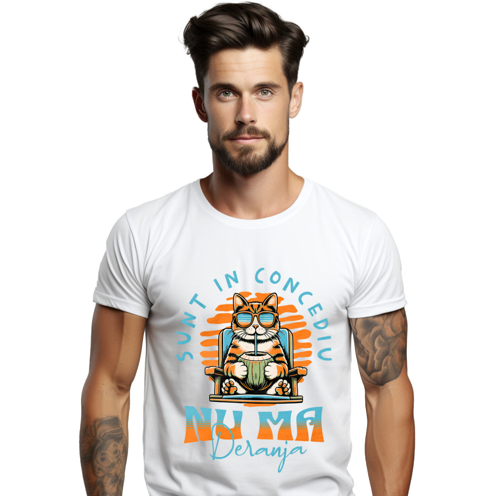 Tricou Femei, Barbati, Copii, Fata, Baiat, Unisex Personalizat Pisica Pe Sezlong Cu Nuca De Cocos – Cadouri Personalizate Pentru Tati, Copii și Familie [1]