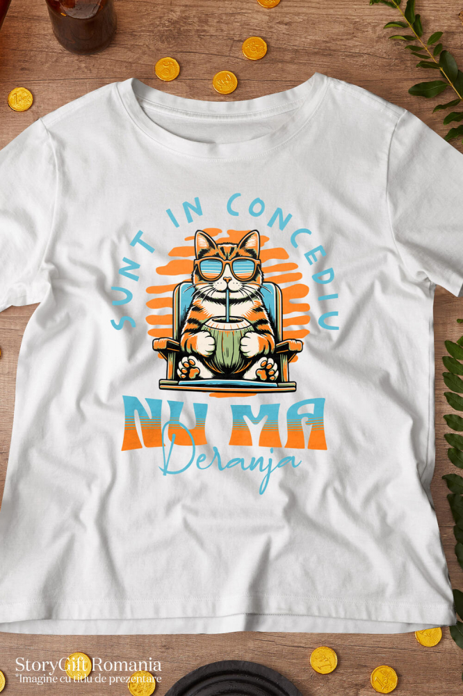 Tricou Femei, Barbati, Copii, Fata, Baiat, Unisex Personalizat Pisica Pe Sezlong Cu Nuca De Cocos – Cadouri Personalizate Pentru Tati, Copii și Familie [3]