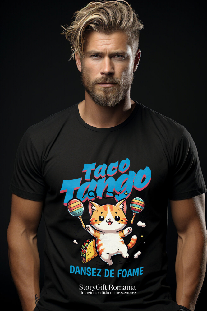 Tricou Femei, Barbati, Copii, Fata, Baiat, Unisex Personalizat Pisica Portocalie Cu Tacos – Taco Tango – Dans Mexican Amuzant – Cadou Personalizat Iubitorilor De Pisici [2]