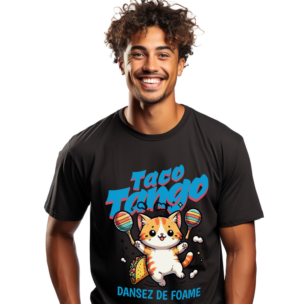 Tricou Femei, Barbati, Copii, Fata, Baiat, Unisex Personalizat Pisica Portocalie Cu Tacos – Taco Tango – Dans Mexican Amuzant – Cadou Personalizat Iubitorilor De Pisici [1]