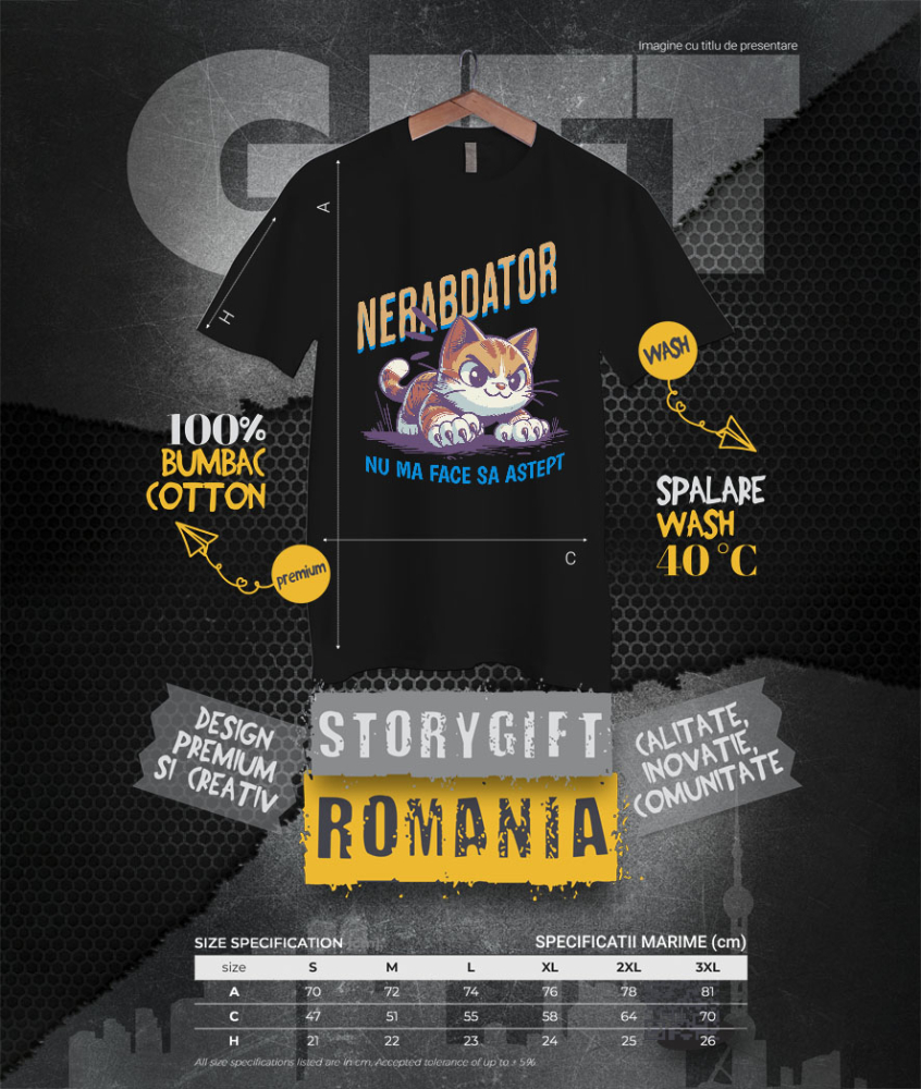 Tricou Femei, Barbati, Copii, Fata, Baiat, Unisex Personalizat Pisica Furioasă Cu Gheare „Nu Am Făcut Să Aștept” – Cadou Amuzant Pentru Iubitorii De Pisici Și Animale [4]