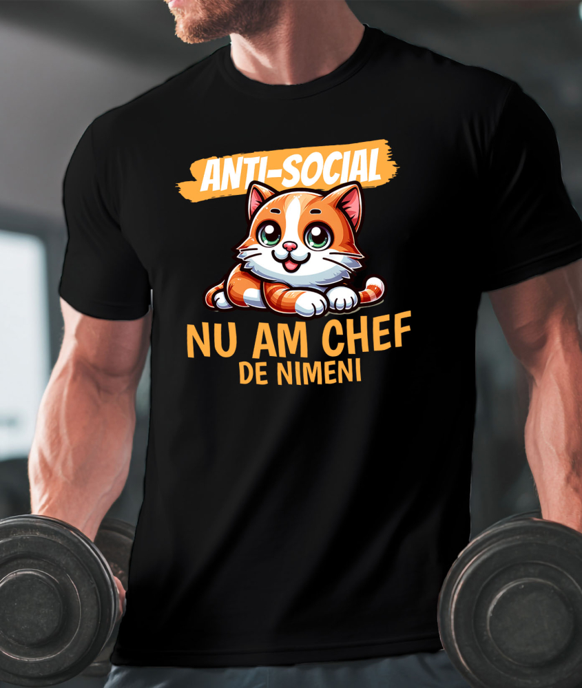 Tricou Femei, Barbati, Copii, Fata, Baiat, Unisex Personalizat Pisica Portocalie Vesela Cu Ochi Verzi – Cadou Amuzant Personalizat Anti-social pentru Familie și Prieteni [2]