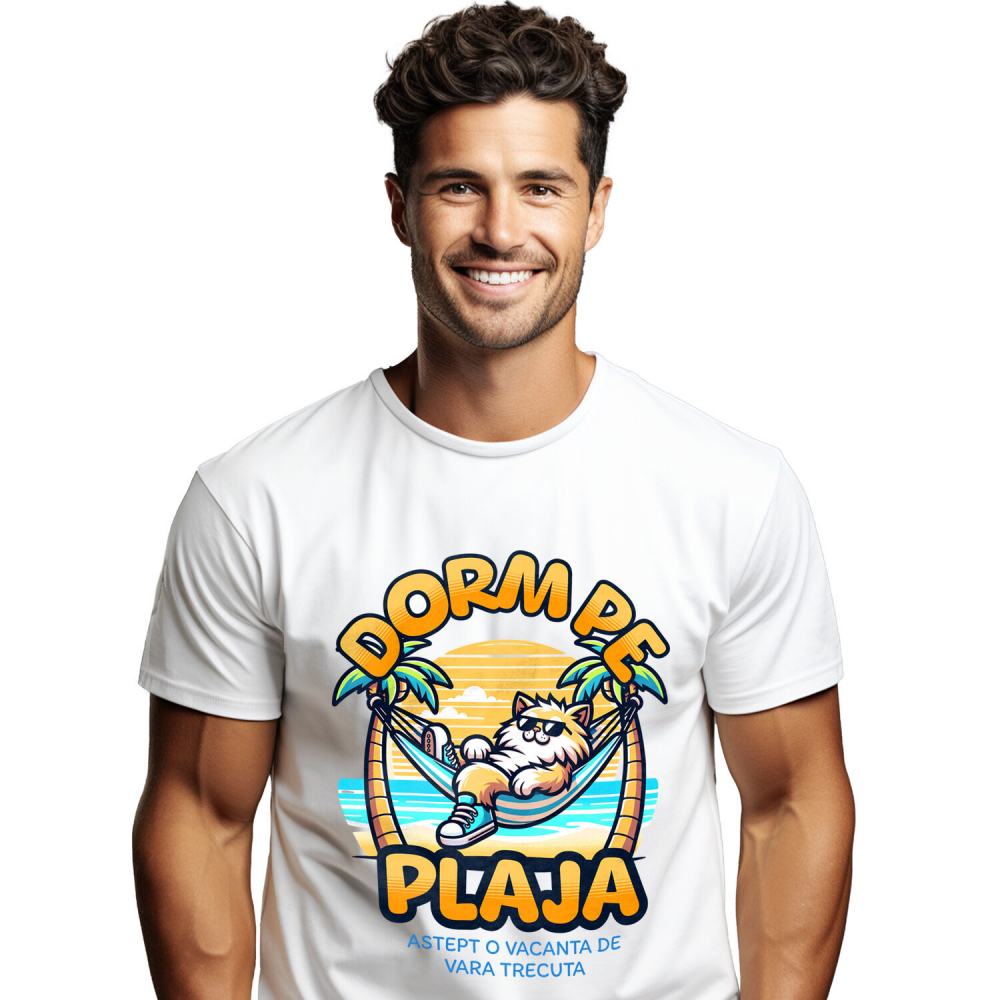 Tricou Femei, Barbati, Copii, Fata, Baiat, Unisex Personalizat Pisică Pufoasă Pe Plajă – Cadou Personalizat Funny Pentru Familie & Prieteni [1]