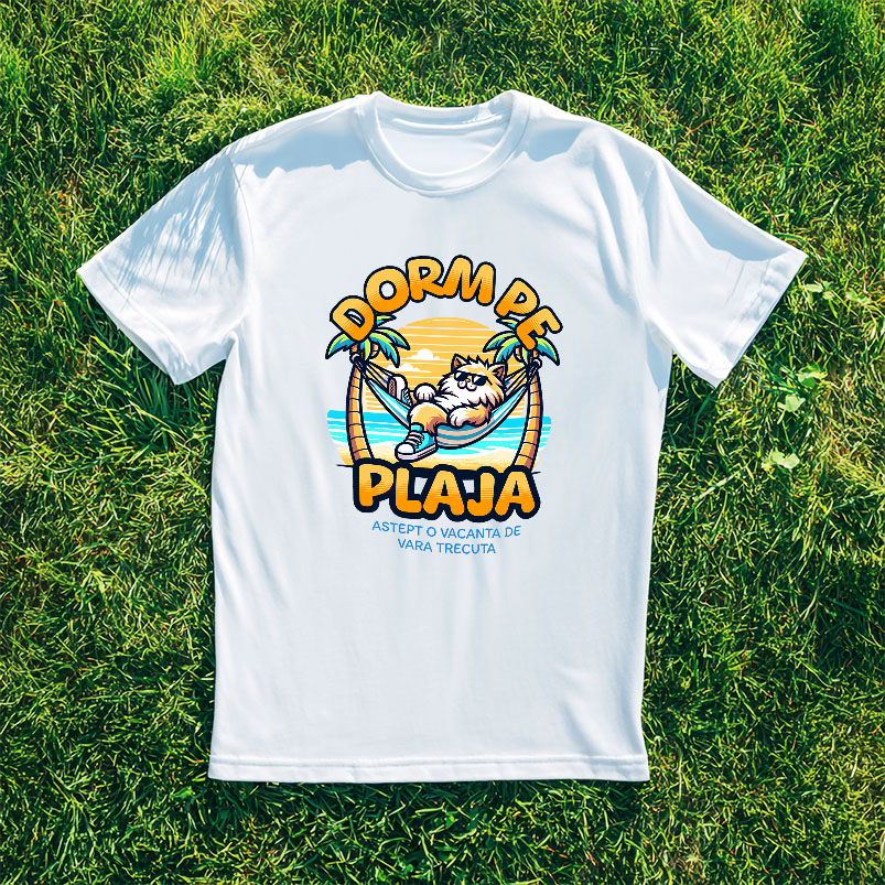 Tricou Femei, Barbati, Copii, Fata, Baiat, Unisex Personalizat Pisică Pufoasă Pe Plajă – Cadou Personalizat Funny Pentru Familie & Prieteni [3]